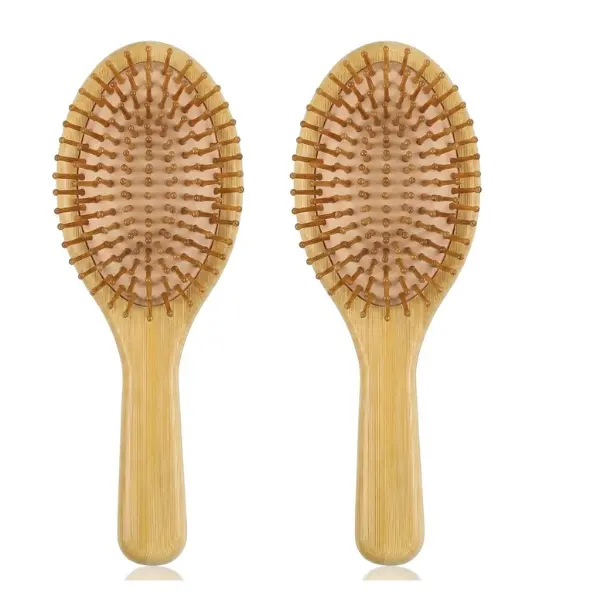 Bamboo Hair Brush for Hair Growth, Detangler Hairbrush with Natural Bamboo Bristles, Wooden Paddle Brush for Scalp Massage, All Hair Types, for Women, Men, and Kids