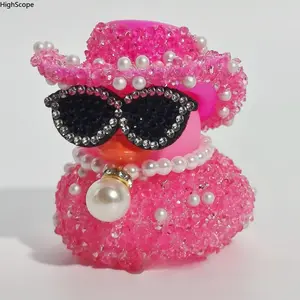 1 Pc Rhinestone Duck Car Figurine, Pearl Decor Dashboard Ornament, Luxury Interior Accessory for Car Truck SUV