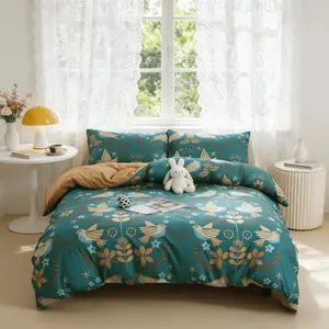 Forest Animal Bedding Set, Animal Print, Includes 1 Duvet Cover & 2 Pillowcases (No Fillings Included), Soft Polyester Cotton Material, Machine Washable