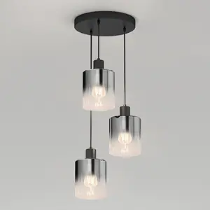 Haze modern 3-light pendant light glass
