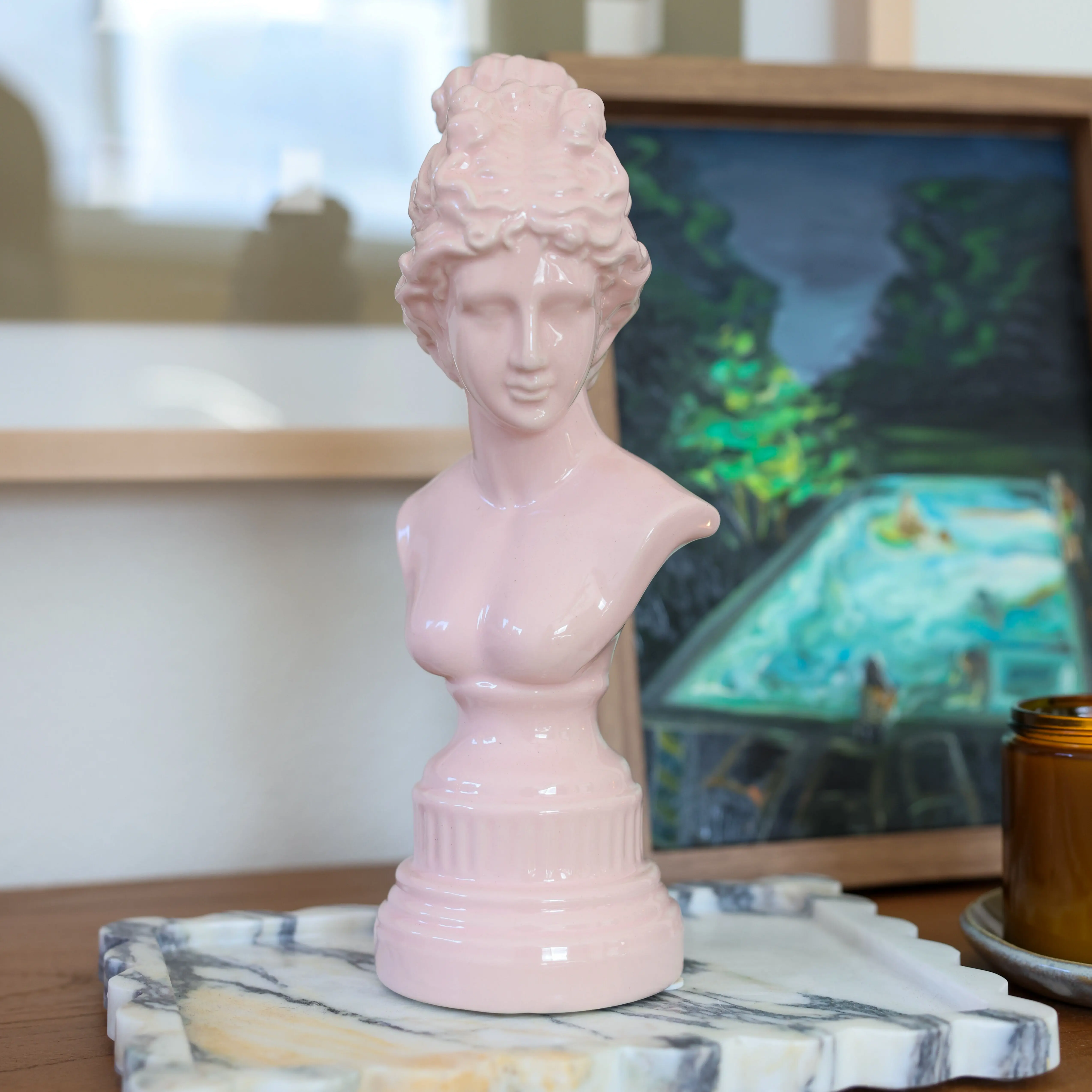 12"H Ceramic Greecian, Pink