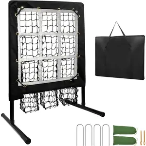 9 Hole Pitching Net, Heavy-Duty Baseball Net with Strike Zone for Pitching and Hitting, Height Adjustable  Equipment with 9 Pocket Pitching Target for Baseball & Softball Practice