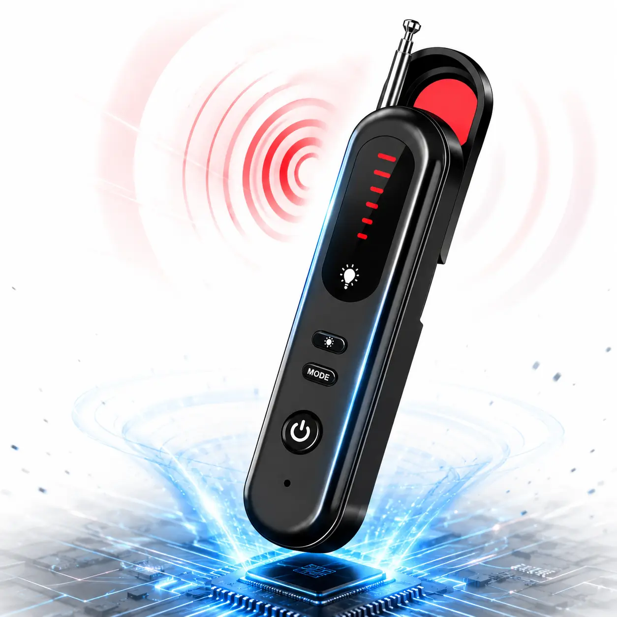 Portable ABS Button-Controlled Hidden Camera Detector Device, 6.5GHz Wide Band RF Wireless Signal Scanner with Infrared Lens Detection, 3 Multi-Mode Settings, 5-Level Sensitivity, 500mAh Type-C Rechargeable for Home & Travel Privacy Protection, Gps, Track