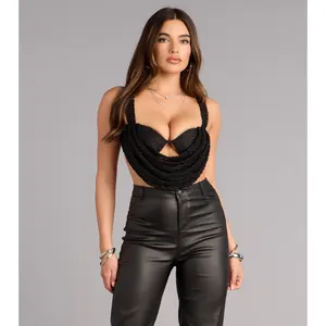 Midnight Muse Beaded Mesh Bra Crop Top