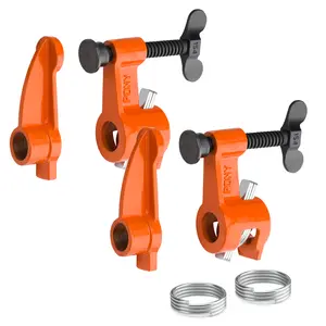 Pony 2Pack Deep-Reach Pipe Clamp Fixture Set, 3/4″ Pipe Clamp Tools, 2.5″ Reach, Reversible Spreader Heads, Multi-Disc Clutch, For Woodworking, Carpentry, Home Improvement, DIY