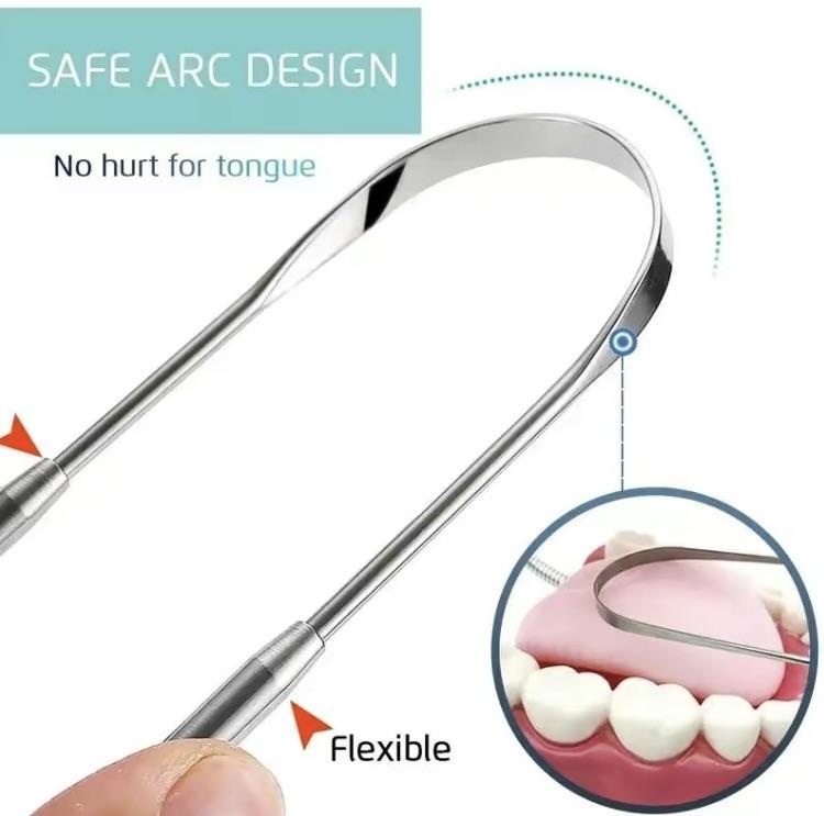 Stainless Steel Tongue Scraper, U Shaped Tongue Cleaner for Adults, Oral Hygiene Care Tool, Breath Freshener, Daily Oral Care Products