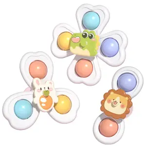 New Children's Suction Cup Spinner Baby Dinosaur Finger Press Fun Educational Toy for Dining Chair Bath Rotating Fidget Spinner