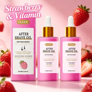 2-Pack Strawberry Scented Post-Shave Care Essential Oil Moisturizer (40ML*2), Vitamin C & E, Gentle Moisturizing, Smooth Skin, Nourishing Formula, Massage Oil