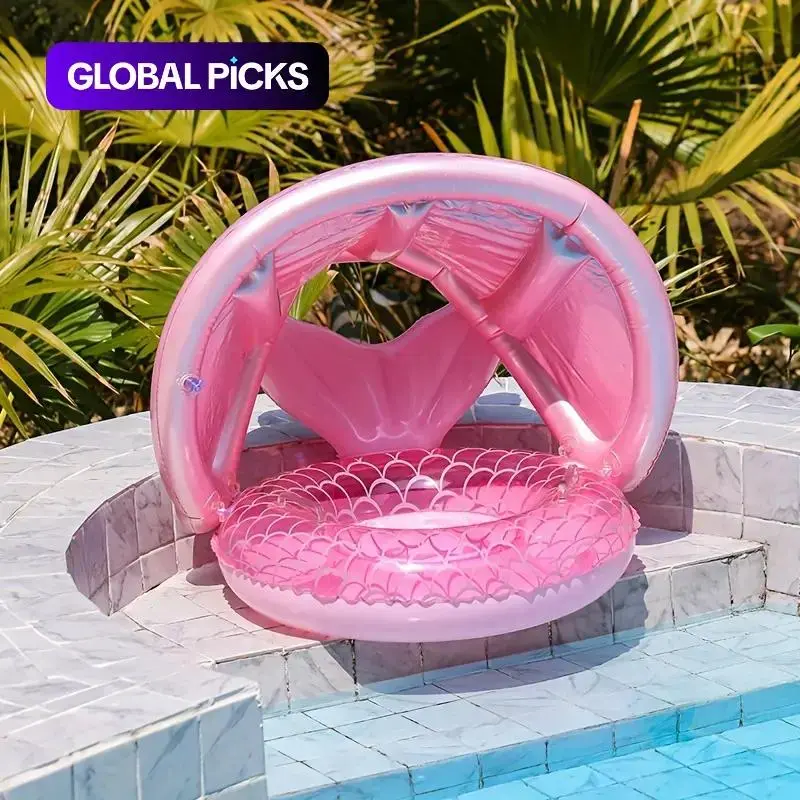 Kids Mermaid Tail Inflatable Swimming Ring - Durable PVC Pool Floats, UV-Protected Outdoor Toy for Beach Parties (Floats for Pool)