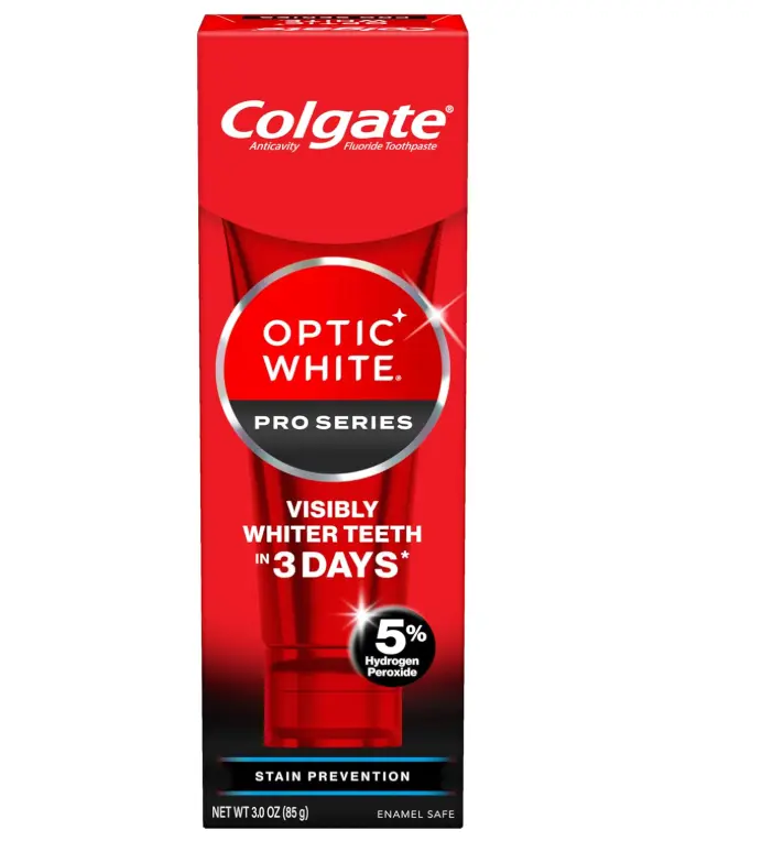 Colgate Optic White Pro Series Stain Prevention Hydrogen Peroxide Toothpaste, 3.0 oz, Teeth Whitening Toothpaste, Enamel-Safe Daily Oral Care, Clean Teeth & Fresh Breath
