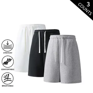 Men’s American Retro Casual Shorts 3-Pack – Lightweight Summer Loose Fit Versatile Athletic-Casual Bermuda/Mid-Length Shorts