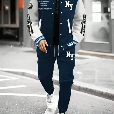Blue Varsity Jacket Outfits Men TikTok Shop