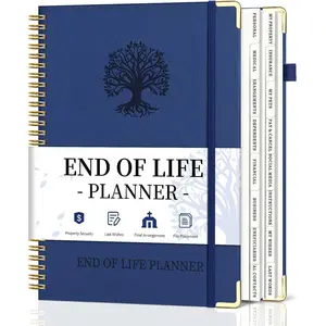 End of Life Planner, Spiral Estate Planning Organizer with Tabs for Senior, I'm  Now What Planner for Final Arrangements & Important Affairs with Large Print, 7.9"x10.4", Blue