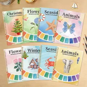 Beginner Watercolor Workbook Set, 12 Color Paints with Brushes, Portable Ready-To-Use, Watercolor Painting Supplies, Ideal for Kids' Art Education & Adult Interest Development