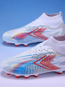 Men's All Over Print High Top Lace Up Football Boots, Sporty Breathable Non-slip Football Shoes, Professional Soccer Shoes for Competition Training
