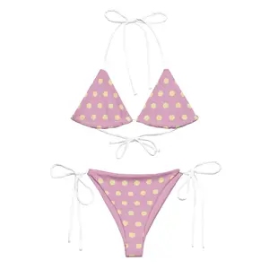 Pink Polka Dots  Bikini Printed Bikini 90s 80s Triangle Bikini