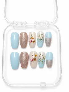 Blushed Blue Premium Salon Quality, Handcrafted Press On Nail Set