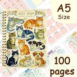 A5 Size 100 Sheets Hardcover Notebook 21x14x1mm Lined & 5mm Grid Journal Planner for School Office Writing Notes Planning Office Supplies