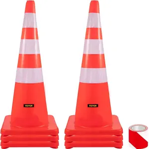6/12/20 Pack Traffic Safety Cones 18/28 inch, PVC Orange Cones with Reflective Collars, Parking Training Construction Road Caution Plastic Cones for Parking Lot, Traffic Control, Driving Training