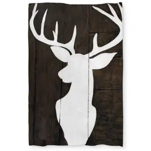 Begin Home Decor C1DCTXLWX64D7B Silhouette of A Deer on Wood - Scandinavian Twin Size Extra Long Duvet Cover