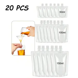 20PCS Coffee Liquid Packaging Bags, Portable Drink Pouches, Juice Bags, Cold Hot Beverage Stand-Up Containers, Transparent Spout Bags