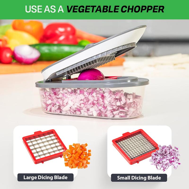 Chopzilla All-in-1 Vegetable Chopper & Mandoline Slicer with Container, 4 Blades & Scraper – Sharp Veggie Cutter, Salad Dicer & Food Chopper