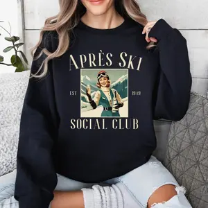 Apres Ski Social Club Sweatshirt, Skiing Crewneck, Apres Ski Sweater, Ski Trip Sweater, Retro Ski Pullover, Ski Gifts, Skier Sweatshirt