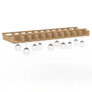 Liberty Shaker Karamel - 34.5 Inch Stem Glass Holder Wall Cabinet - 34.5" Width x 2.75" Height x 10.5" Depth