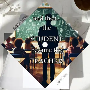 Teacher Graduation Design Grad Cap Topper Personalized Custom, Education, Teaching is a Work of Heart, Future Educator