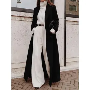 Women’s Casual Long Solid-Color Warm Wool Coat Jacket GARMENTARY