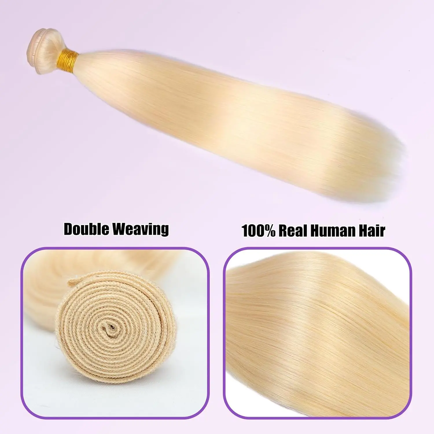 613 Bundles Human Hair 18 Inch Straight Blonde Bundles Human Hair 100% Unprocessed 12A Grade Brazilian Virgin Raw Hair Quick Weave 1 Bundles 100g Hair Extensions for Women