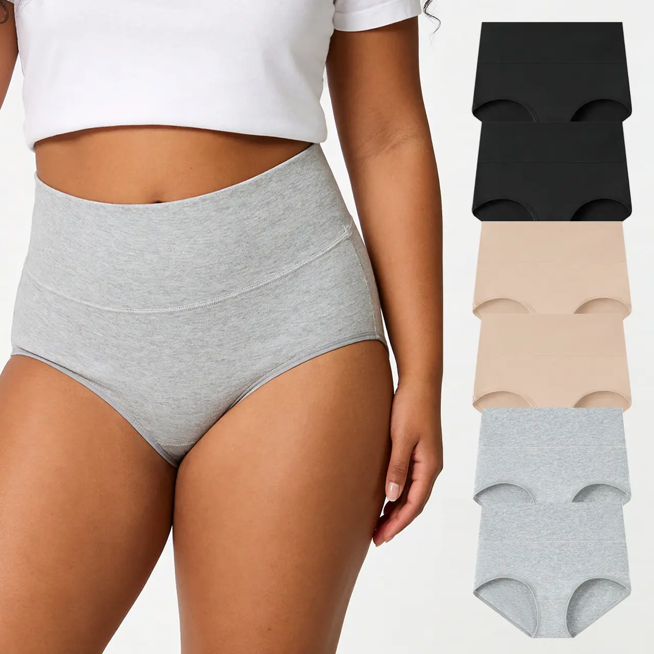 MhzyCaus 6-Pack High-Waisted Cotton Women's Panties, Soft & Breathable, Comfortable Full Coverage Briefs for Everyday Wear, Stretchy & Durable, All-Day Comfort lady panty knicker underwear basic seamless fit