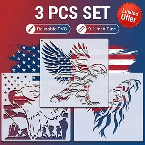 Star Stripes Eagle Template Set, Reusable Painting Templates, DIY Craft Templates, Home Decor, Party Supplies, Artist Gifts
