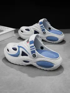 Men's Summer Thick Sole Slippers, Height-Boosting Durable Holes Shoes, Outdoor Anti-Slip Sports Sandals, Breathable Beach Shoes, Wide Fit Friendly, Walking Shoes