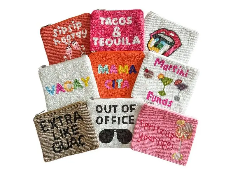 Preppy Beaded Coin Purses, Handcrafted Wallets & Chic Pouches, Perfect Gift for Her, Best Seller Accessory, Unique Party Favor