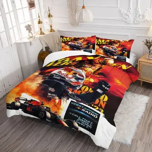 Max Verstappen Red Bull F1 World Champion '23 Comforter Set 2/3 Piece (1 Comforter + 1-2 Pillowcases), Soft Microfiber Racing Print Bedding Set for Bedroom, Dorm & F1 Fans