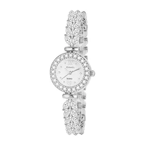 EAMTI Lady Elegant Small Dial Quartz Watch with 22mm Dial 8mm Band Cubic Zirconia Fish Tail Design for Women Water-Resistant 30m