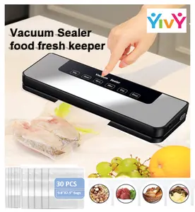 Yivy Food Vacuum Sealer Machine, Automatic Food Saver Vacuum Seal Meat Veggies    with Strong Suction, Household  Kitchen Hack for Meal Prep, One Touch Operation ,Dry/Wet Modes, Keep Meat Veggies Fresh Longer No Freezer Burn 30 Sealer Bags Free Appliances