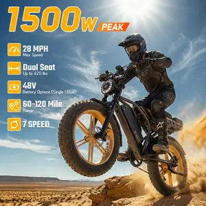 R9 Electric Bike 1500W Dual Battery | Up to 120 Miles Range | 20"x4.0 Fat Tires | 7-Speed, LCD Display, Front Suspension | Adult Ebike