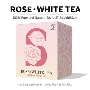 Buy Three Get One free (Get Black Tea)Rose White Tea 40g (4g*10pcs)Sugar Free & Natural， Honey And Rose Flavor，Real Rose Inside TeaFilter Screen Included With Box.