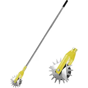 Wheel Rotary Edger Lawn Tool, Grass Edge Trimmer, Sidewalk Manual Lawn Edger, 3 Sections Stainless Steel Handle with Cushion Grip, 58.3-Inch