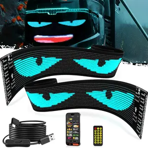 DIBMS 2PCS Bluetooth Controlled LED Devil Eyes Sign,Flex LED Display for Car, LED Sign for Car,Suitable for Windows of Cars and Small to Medium-Sized Trucks.Wireless Bluetooth LED Matrix Sign