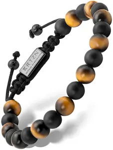 Men's Tiger Eye & Black Onyx Beaded Bracelet