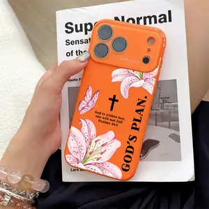 Unique Lily With God’s Plan Print Liquid Silicone Phone Case Exuding A Gentle And Faith-Filled Vibe Dopamine Ins Style Solid Color with Ultra Skin friendly Touch, All Inclusive Lens Phone Case Suitable for Apple 17 16 15 14 13 12