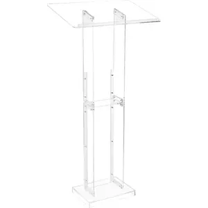 VEVOR Acrylic Podium, 47 Acrylic Podium Stand with Wide Reading Surface Storage Shelf, Floor-Standing Clear Pulpits Acrylic for Church Office School, BlackVEVOR Super Brand Day