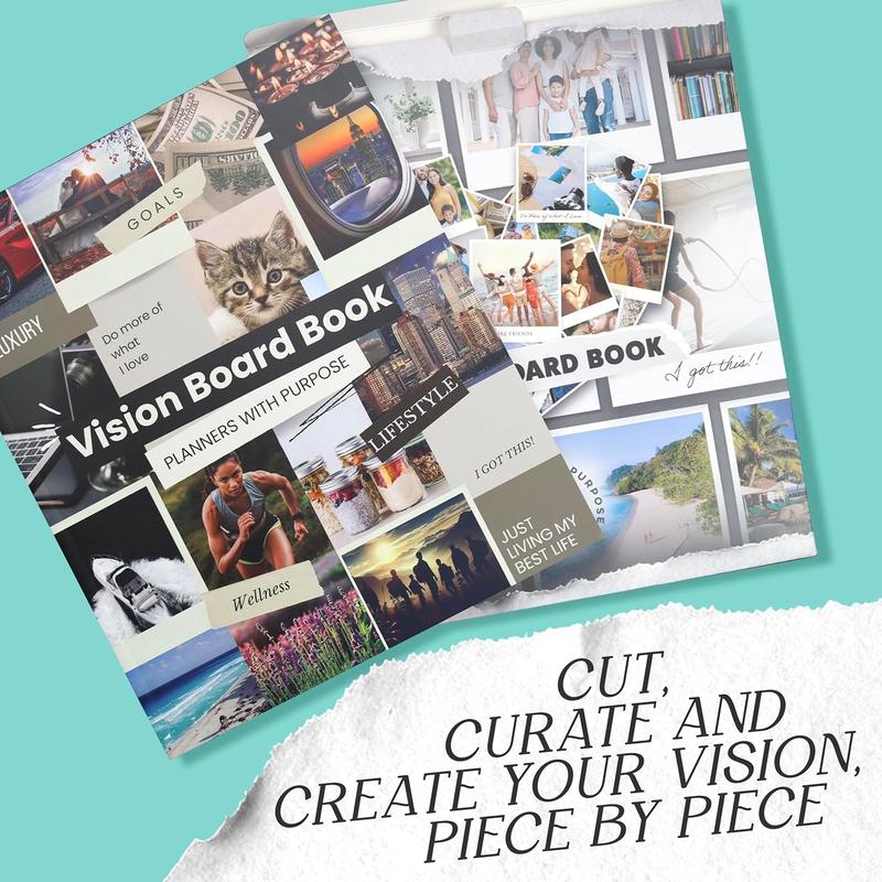 Vision Board Book 1,200+ Vision Board Images & Quotes - Goal Setting Vision Journal for Manifestation, Motivation & Lifestyle Inspiration - Law of Attraction Collage Supplies Kit