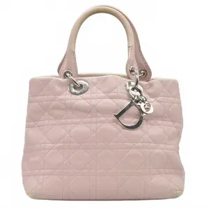 Pre-owned Dior leather Shoulder Bags $2550 Pink Cannage Quilted Lady Small Tote Bag
