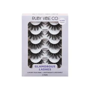[RUBY VIBE CO] Night Out GN001 Glamorous Lashes - Luxury Faux Mink, Lightweight & Reusable, 5 Pairs for Evening Events & Photoshoots russian curl