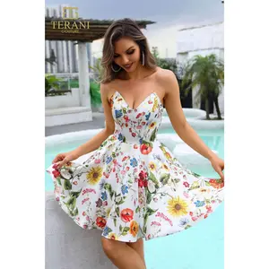 TERANI 251P4374 Strapless A-line Short Prom Dress