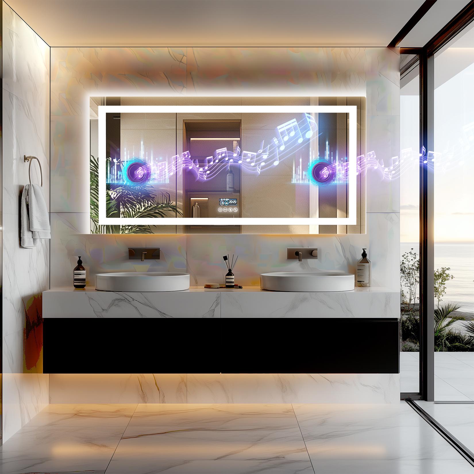 LumiBased Rectangular LED Mirror Light with bluetooth